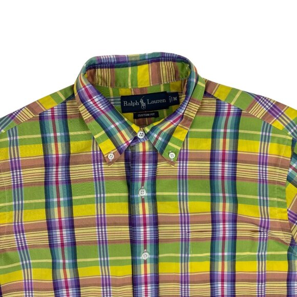 Ralph Lauren Plaid Shirt Mens Medium Custom Fit Cotton Spring Multicolor Oxford - Picture 4 of 10